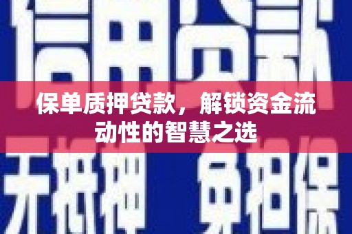 南港保单质押贷款，解锁资金流动性的智慧之选