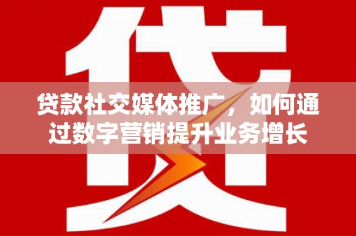 南港贷款社交媒体推广，如何通过数字营销提升业务增长